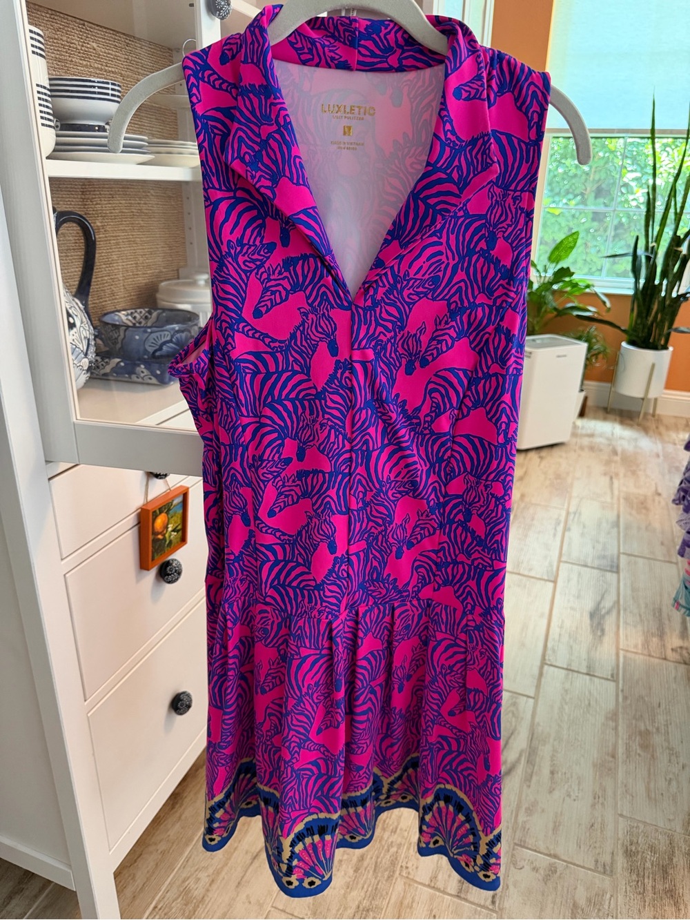 Lilly Pulitzer Hot Pink and Royal Blue Zebra Print Luxletic Large